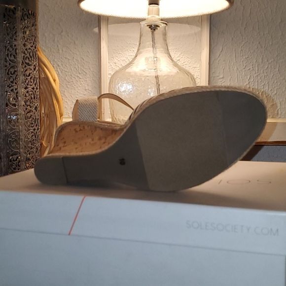 Sole society black striped sandals with cork size 10 - Picture 4 of 4